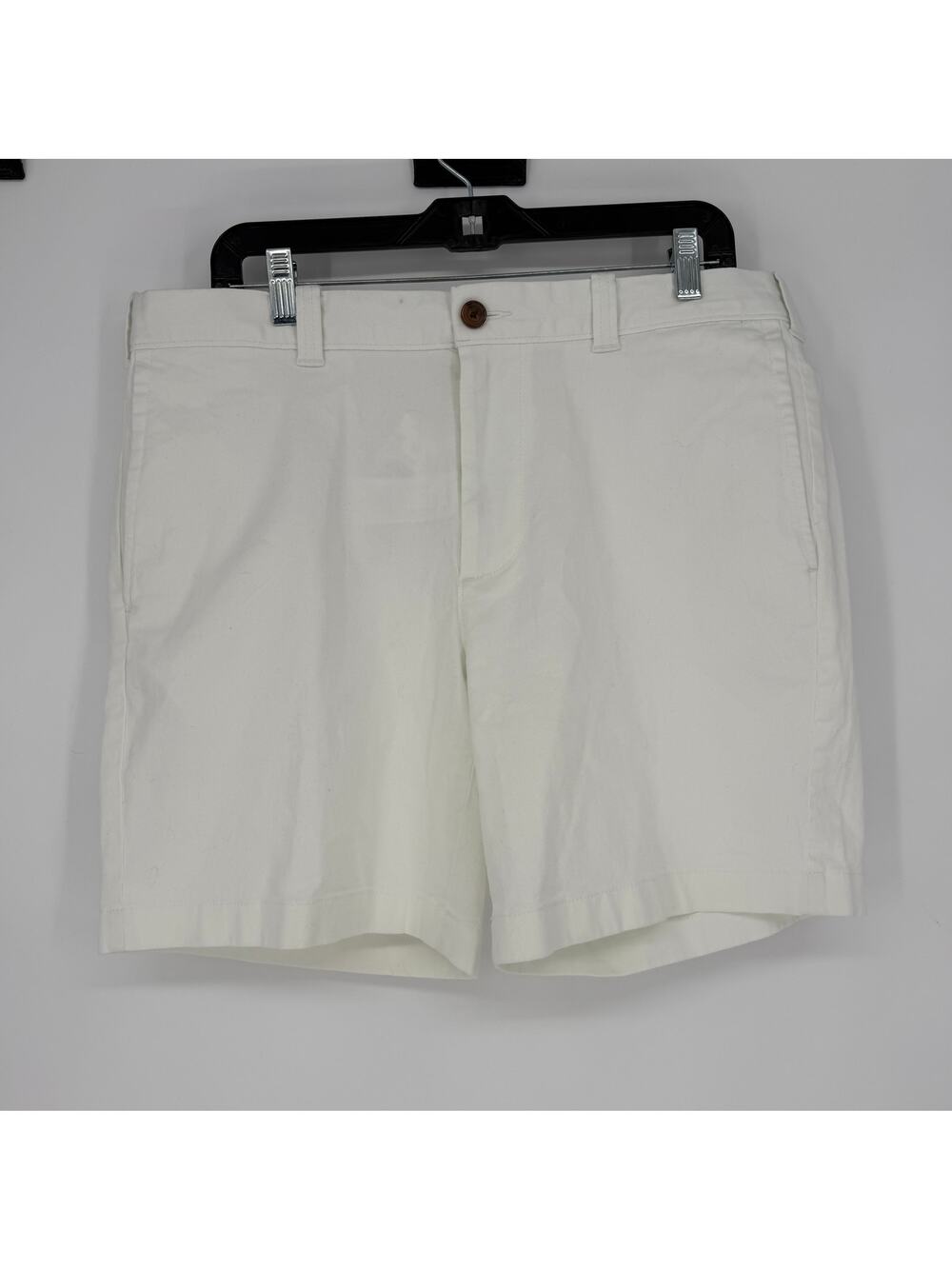 J.CREW Men's 34 White Cotton Chino Shorts 7" Inseam Flat Front Solid Pockets